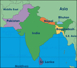 Map of Indian Subcontinent